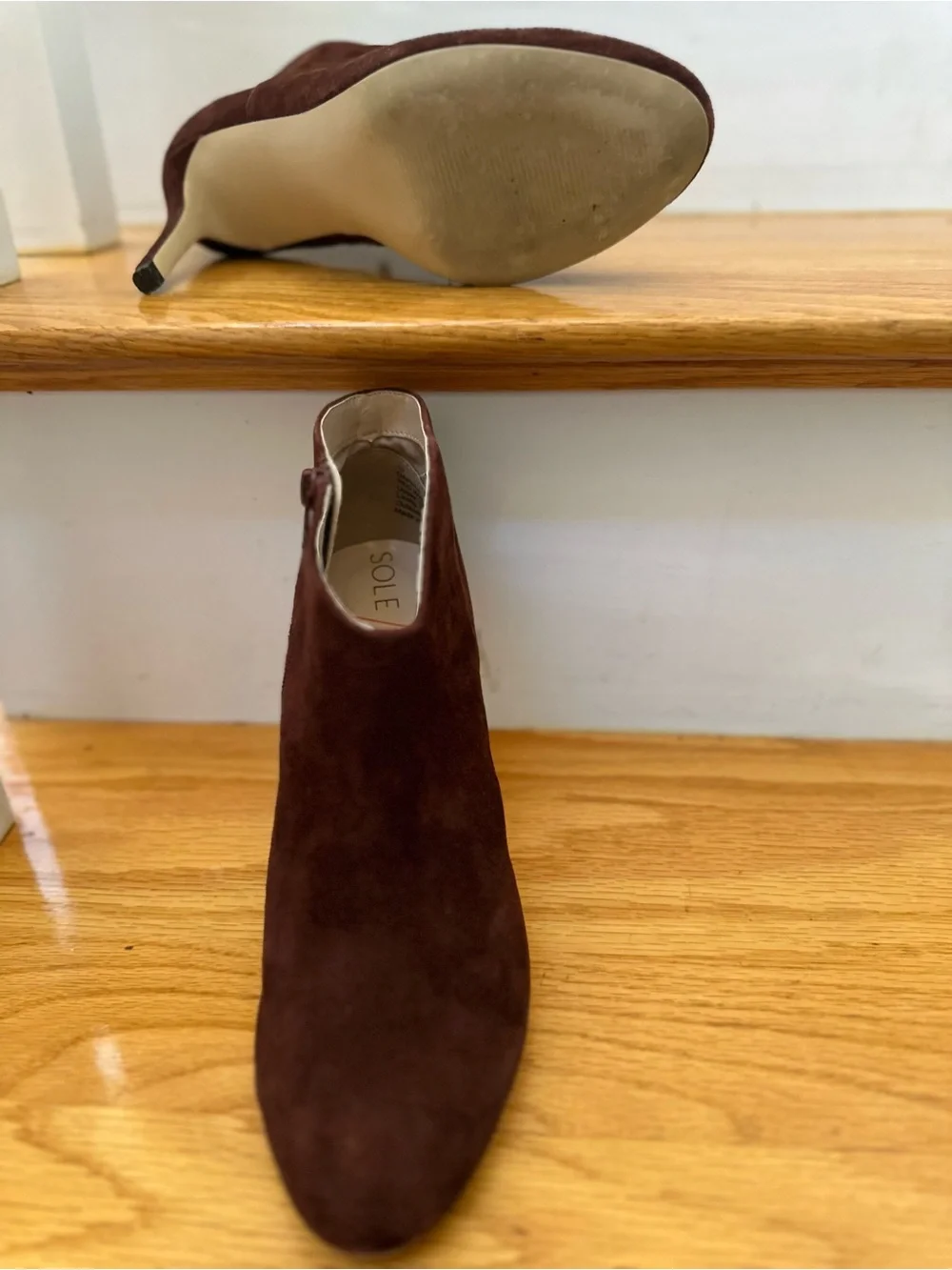 Sole Society Women's Suede Ankle Booties in Burgundy - Classic Heel size 10